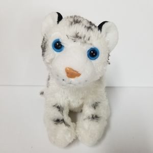 Wild Republic Plush White Tiger Baby 8" Stuffed Animal Black Stripes Blue Eyes‎